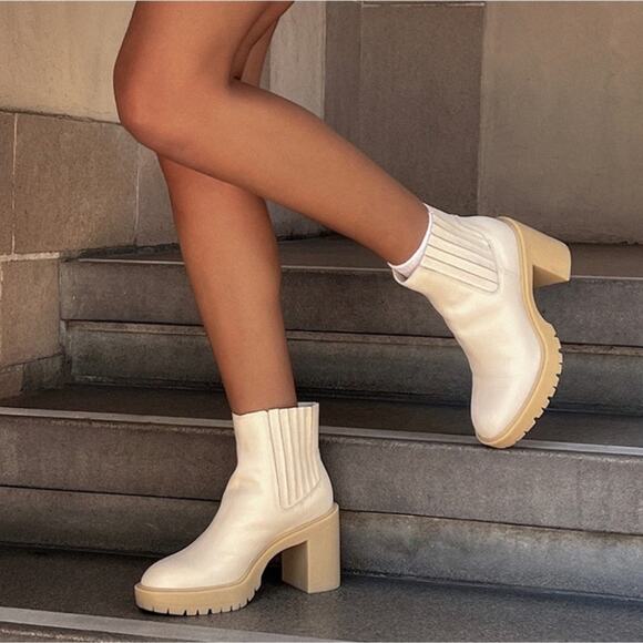 Dolce Vita Caster H2O Women Platform Ankle Boot/Booties Sz 8.5 Ivory Leather New - Picture 2 of 14